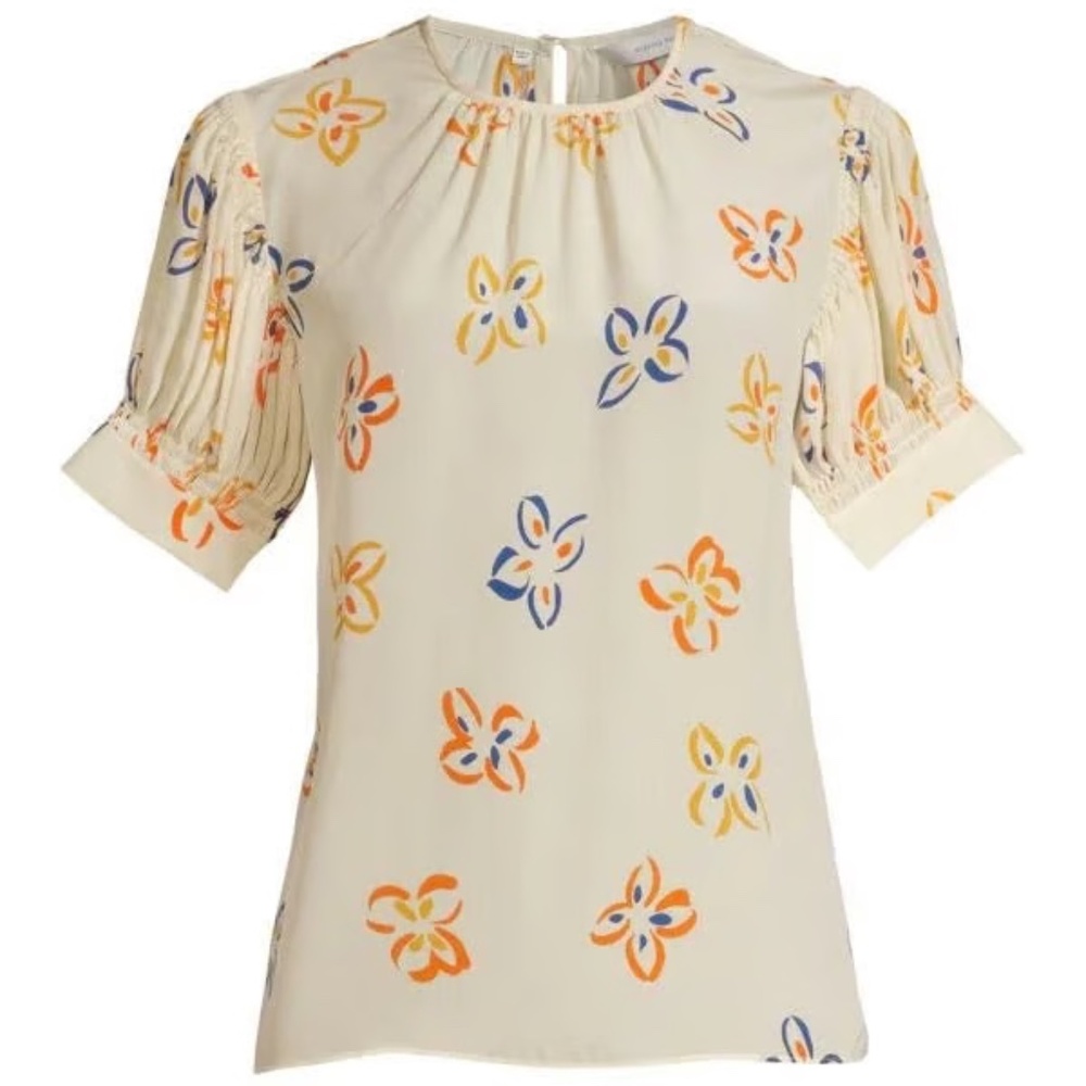 NWT - Rebecca Taylor Flame Fleur Silk Blouse - Medium